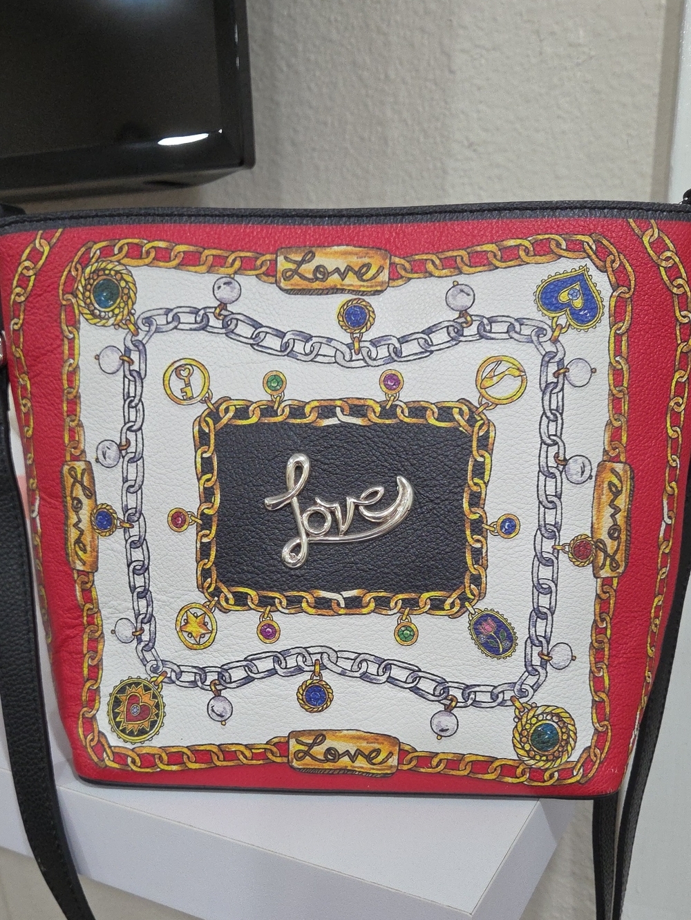 Brighton Collectors Piece Love Embellished Red & White Women’s Crossbody Bag